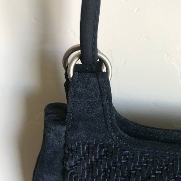 Liz Claiborne Blue Suede Bag Woven Suede Front - Picture 2 of 7